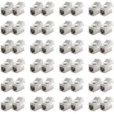 Abbildung von deleyCON 48x CAT6a MINI Keystone Jack Modul Patchkabel Netzwerkkabel Verbinder 30 mm (3 cm) Lang STP Schirmung RJ45 Buchse Netzwerk Dose Patchpanel Keystonehalterung Erweiterung
