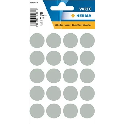 Abbildung von HERMA 1888 Punktaufkleber Klebepunkte grau, 100 Stück, Ø 19 mm, 20 pro Bogen, selbstklebend, Markierungspunkte für Kalender Planer Basteln, matt, blanko Papier Farbpunkte Etiketten Aufkleber