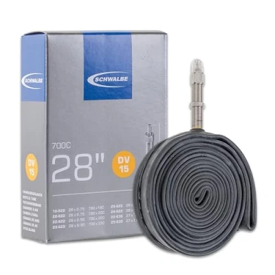 Abbildung von Schwalbe Fahrradschlauch DV15 18/28 622/630 EK 40 mm, 28 Zoll, 10427611V, Schwarz