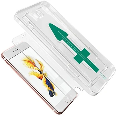 Abbildung von XeloTech 2X Schutzglas für iPhone 6s Plus, 6 Plus mit Positionierungs Schablone hohe Passgenauigkeit Unterstützt 3D Touch