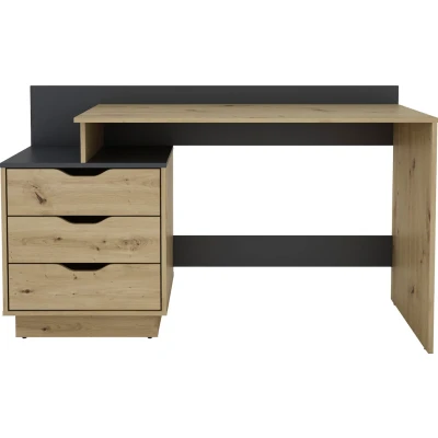 Abbildung von byLIVING Schreibtisch Belfast/Rechts oder Links montierbar / 3 Schubkästen/Artisan Eiche Anthrazit/Bürotisch/Schreibtisch/B 138, H 83,5, T 51,5 cm