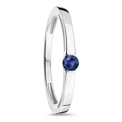 Abbildung von OROVI Schmuck Damen Ring Weißgold mit Edelstein Geburtsstein September blauer Saphir Verlobungsring 9 Karat (375) Gold