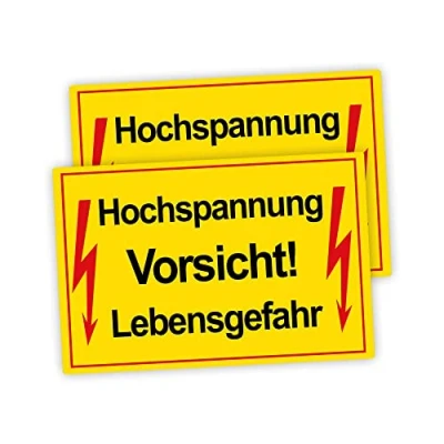 Abbildung von 2 Stück XXL Vorsicht ! Hochspannung Lebensgefahr Schild 30 x 40 cm aus stabiler PVC Hartschaumplatte 5mm mit UV Schutz von STROBO
