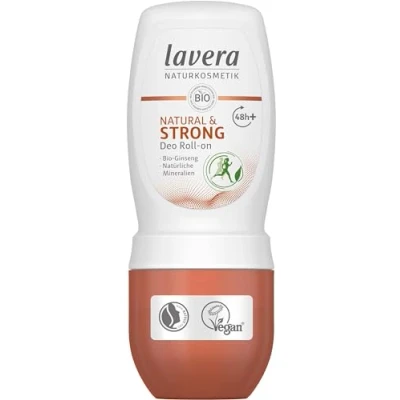 Abbildung von Lavera Deo Roll on NATURAL &amp; STRONG 48+ h vegan Naturkosmetik Bio Ginseng Natürliche Mineralien ohne Aluminium Zuverlässig geschützt 48 Stunden Schutz 50 ml
