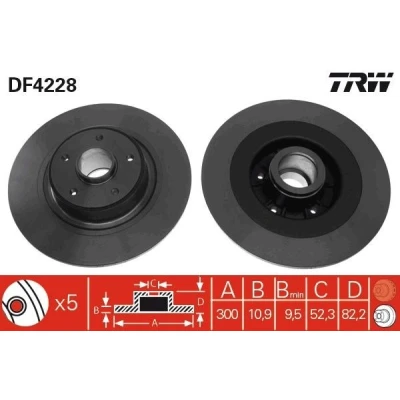 Abbildung von TRW DF4228 Bremsscheibe 300 11 5 108 voll lackiert