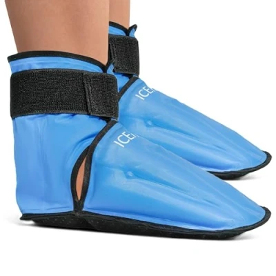 Abbildung von ICEHOF Boots (2 Stück) Sanfter Stoff Kühl Schuhe mit Gel Kältetherapie für Füße Zehen bei Chemo Therapie Rheuma Eis Socken Kühlsocken Kühlschuhe Kühlakku Fuß OneSize Unisex