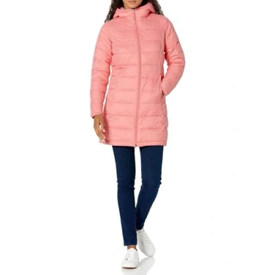 Abbildung von Amazon Essentials Damen Leichter, wasserabweisender Puffermantel mit Kapuze (erhältlich in Übergröße), Rosa, M