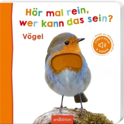 Abbildung von Hör mal rein, wer kann das sein? Vögel: Streicheln und hören Hochwertiges Pappbilderbuch mit 5 realistischen Sounds Fühlelementen für Kinder ab 6 Monaten