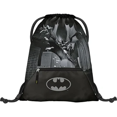 Abbildung von Baagl Turnbeutel für Jungen, Wasserdichte Schuhbeutel Kinder, Schule und Kindergarten Sportbeutel, Sportsack (Batman Dark City)
