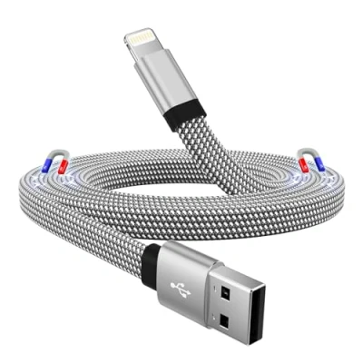 Abbildung von Magtame Magnetisch Phone Ladekabel, Light ning Kabel Spiralkabel Aufgerollt Flach 1M Original MFi Zertifiziert Nylon Geflochten für 14 13 Pro Max Mini XS XR X 8 7 SE