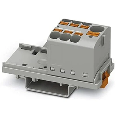 Abbildung von PHOENIX CONTACT PTFIX 10/6X4 NS35 GY Verteilerblock, 800 V, 63 A, Anzahl der Anschlüsse 7, Querschnitt 0,2 mm² 6 mm², AWG 24 10, Breite 28,6 mm, Grau, Packung mit 1