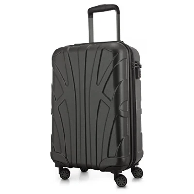 Abbildung von suitline Handgepäck Hartschalen Koffer Trolley Rollkoffer Reisekoffer, TSA, 55 cm, ca. 34 Liter, 100% ABS Matt, Graphite/Grau