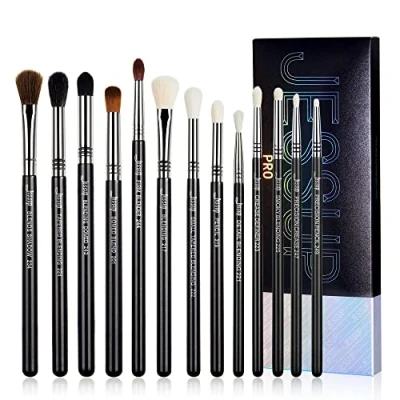 Abbildung von Jessup Pinselset Augenpinsel Set Professionelles Blending Pinsel 13 teiliges Augen Makeup Premium Make Up Smoky Blender Precision Crease Schwarz Silber T338