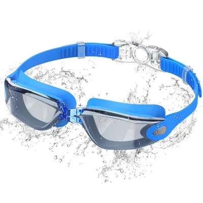 Abbildung von Ambienden Schwimmbrille, Anti Fog Schwimmbrille mit klarer Sicht, UV Schutz, Schnellverstellung, Silikondichtung, Unisex für Erwachsene und Jugendliche, Elektroplattierung Blau