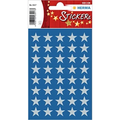 Abbildung von HERMA 3417 Aufkleber Sterne Silber klein, 120 Stück, 13 mm, Stern Sticker aus Papier, Weihnachtssticker Sternaufkleber für Weihnachten Geschenke Adventskalender Dekoration Kinder Belohnung DIY Basteln