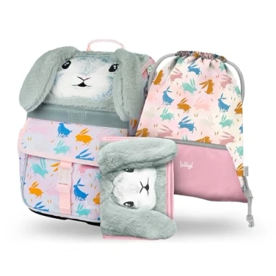 Abbildung von Baagl 3 SET Ergonomische Zippy Bunny Schulranzen für Kinder, Größe: One Size, Beige