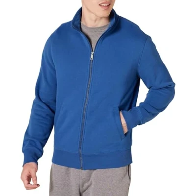 Abbildung von Amazon Essentials Herren Fleece Jacke mit durchgehendem Reißverschluss, Blau, S
