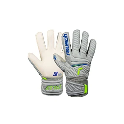 Abbildung von Reusch Unisex Torwarthandschuhe Attrakt Grip Finger Junior für alle Spielfeldoberflächen Vapor Gray/Safety Yello, 4, 5272810