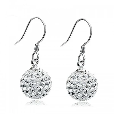 Abbildung von Crystalline Azuria Solid Silver S925 Discokugel Weiß Kristalle Haken Ohrhänger Ohrringe für Damen und Mädchen