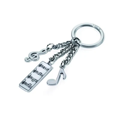 Abbildung von TROIKA Schlüsselanhänger ,,5. SINFONIE&quot; KR12 05/CH mit 3 Charms: Notenschlüssel, Musiknote, Beethovens 5. Sinfonie Metall / Emaille das Original von