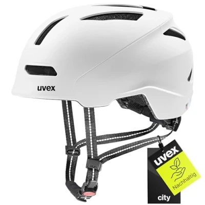 Abbildung von uvex urban planet nachhaltiger Fahrradhelm für Damen und Herren individuelle Größenanpassung aus Recyclingmaterial white matt 54 58 cm