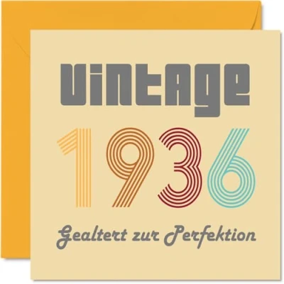 Abbildung von Stuff4 88. Geburtstagskarten für Männer Frauen Vintage 1936 Gealtert zur Perfektion 88 Alles Gute zum Geburtstag Karte Opa Oma Mama Papa Onkel Tante 145mm Glückwunschkarten