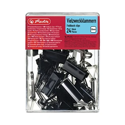 Abbildung von Herlitz 10411155 Vielzweckklammern 24 Stück, 32mm, Farbe schwarz