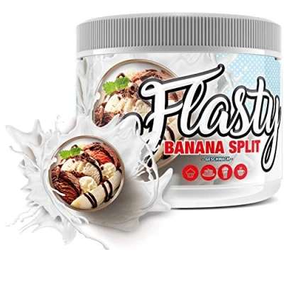 Abbildung von Flasty Geschmackspulver (Banana Split) 1 x 250 g Kalorienarmes Flavour Pulver mit Nur ca. 11 kcal pro Portion bringt es Leben in deinen Quark, Joghurt und vielem mehr.