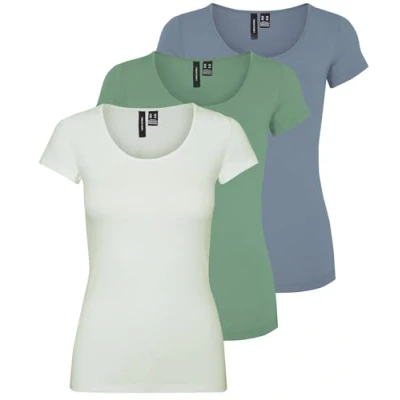 Abbildung von VERO MODA Damen VMMAXI My Soft SS U Neck GA 3Pack, Granite Green, Lightest Sky, Citadel, L