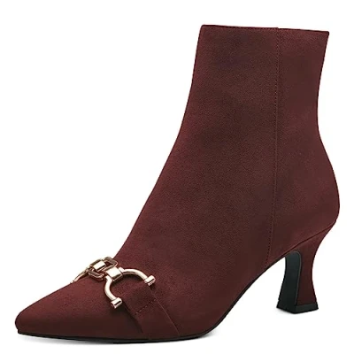 Abbildung von MARCO TOZZI Damen Stiefeletten Spitz mit Absatz Elegant, Rot (Bordeaux), 37