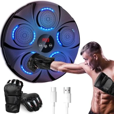 Abbildung von semai Music Boxing Machine, LED Musik Boxmaschine, Unterstützt Bluetooth, 9Geschwindigkeitsmodi und Zählmodus Für Erwachsene Kinder Exercise/Stress Release