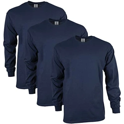 Abbildung von Gildan Unisex Langärmliges T shirt aus Ultra baumwolle, Stil G2400 Shirt, Marineblau (3er pack), L