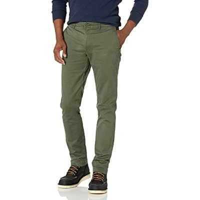Abbildung von Amazon Essentials Herren Chinohose, Komfortabler, Gewaschener Stretch, Skinny Passform (Früher Goodthreads), Olivgrün, 32W / 30L