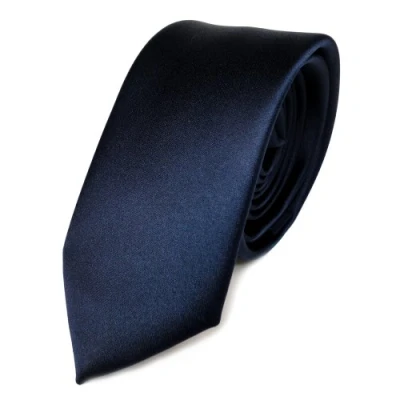 Abbildung von TigerTie Herren Krawatte 6 cm schmale Satin Tie in blau marine dunkelblau einfarbig uni Business, festliche Veranstaltungen und Freizeit