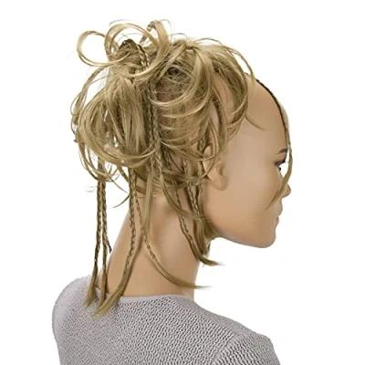 Abbildung von CAISHA XXL Haarteil Haargummi Daisy Dutt Hochsteckfrisuren Mit Geflochtenen Zöpfen Gewellt Kunstfaser Hitzebeständig DM17cm Mittelblond G16D