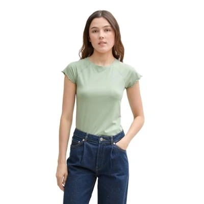 Abbildung von TOM Tailor Denim Raglan Tshirt basic, Damen, Größe: Large, Fresh mint green