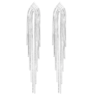 Abbildung von KristLand Retro 925 Sterling Silber Ohrstecker Kette Quaste Lange baumeln Weißgold vergoldet Hochzeiten Braut Frau Schmuck