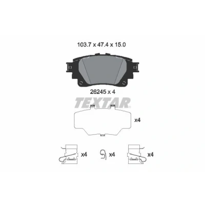Abbildung von TEXTAR 2624501 Bremsbelagsatz für Verschleißwarnanzeiger vorbereitet mit Zubehör TOYOTA: Corolla XII Hatchback, Saloon