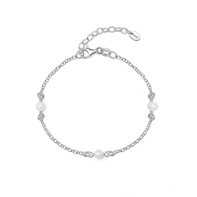 Abbildung von Amberta Frauen 925 Sterling Silber Süßwasser Perlen Armband: Silberne Perlenkette Armband mit 4 5 mm