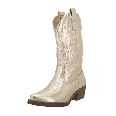 Abbildung von Elara Cowboy/Bikerboot, Damen, Größe: 39, Silberfarben Schuhe