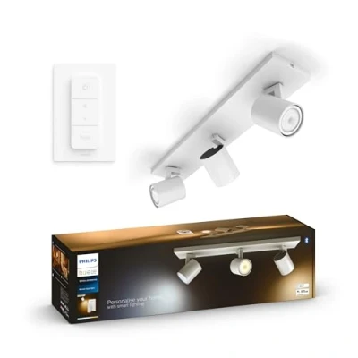 Abbildung von Philips Hue White Ambiance Runner Spot 3 flg. weiß, inkl. 3x5W GU10 Dimmschalter, dimmbar, alle Weißschattierungen, steuerbar via App, kompatibel mit Amazon Alexa (Echo, Echo Dot)