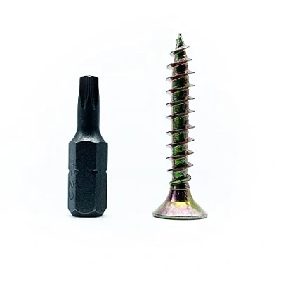 Abbildung von DOJA Barcelona Spanplattenschrauben mit Torx Bit 100 Holzschrauben Senkkopf 5x60mm + 1 T20 Holzbauschraube Stahl Verzinkt Senkkopfschrauben Vollgewinde+Spitze Spannplattenschrauben Flachkopf