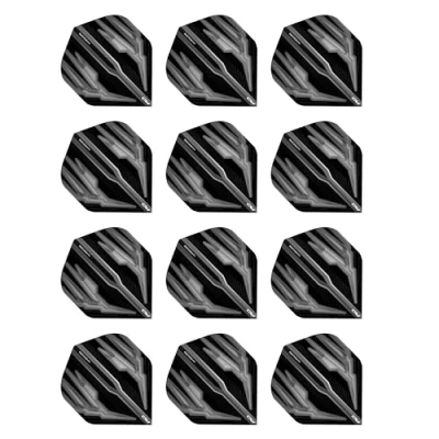 Abbildung von RED DRAGON Hardcore Radical Schwarz und Grau Extra Dicke Standard Dart Flights 4 Sätze pro Packung (12 insgesamt)