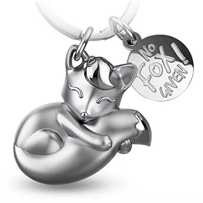 Abbildung von FABACH Fuchs Schlüsselanhänger Foxy mit Gravur Süßer Glücksbringer Charm für Frauen Geschenk Beste Freundin Geschenke Anhänger No fox given