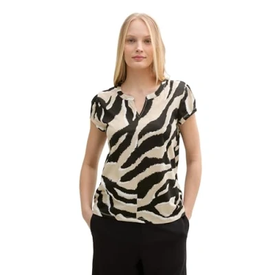 Abbildung von TOM Tailor Alloverprinted Tshirt print, Damen, Größe: XL, Abstract beige