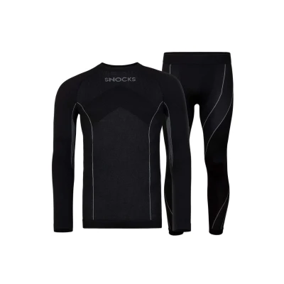 Abbildung von Snocks Thermounterwäsche Herren Atmungsaktives und warmes Material, Perfekte Passform, Ideal für Verschiedene Sportarten Skiunterwäsche, Funktionsunterwäsche Gr. L Farbe Schwarz