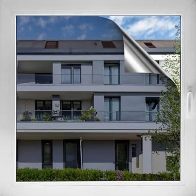 Abbildung von d c fix Spiegelfolie selbstklebend Fensterfolie von außen blickdicht, innen durchsichtig (tagsüber) 99% UV Schutz reflektierend verspiegelt Sichtschutz Folie Hitzeschutzfolie 67,5 x 150 cm