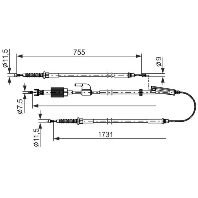 Abbildung von BOSCH 1 987 482 804 Handbremsseil 1731, 755 OPEL: Zafira C Tourer