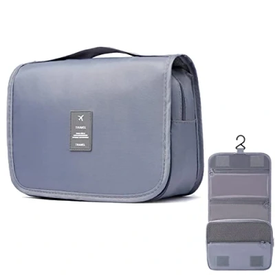 Abbildung von MEIJMJIA Zum Aufhängen Kulturbeutel Reise Kulturtasche Kosmetiktasche, Wasserdicht Waschtasche Kulturtasche, Tasche für Geschäftsreisen, Reisen, Fitnessstudio, Camping (Grau)