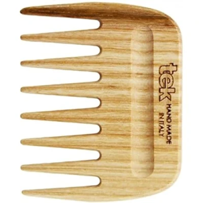 Abbildung von TEK Handgefertigt in Italien Kleiner Breitzahnkamm aus Naturholz für dickes, lockiges oder grobes Haar 9 x 7,5 cm